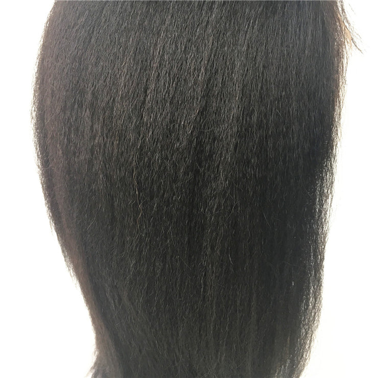 Italian Yaki Brazilian Human Hair Glueless Full Lace Wig 130% Density | JYL HAIR