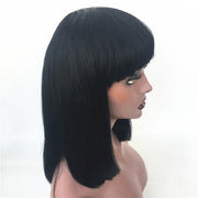 Yaki Brazilian Human Hair Bob Wigs With Bang Machine Made | JYL HAIR