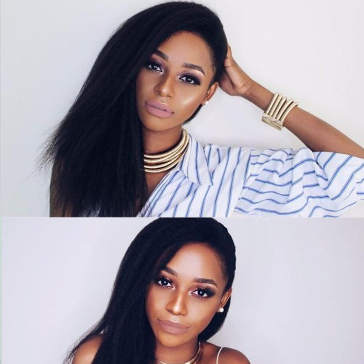 Italian Yaki Lace Front Wigs Brazilian Human Hair Pre-plucked | JYL HAIR
