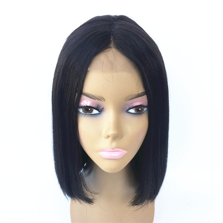 Middle Part Straight Brazilian Human Hair Center Part Bob Wig | JYL HAIR