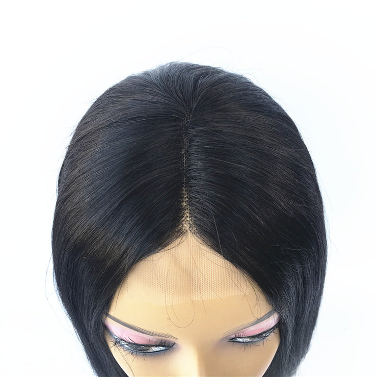 Middle Part Straight Brazilian Human Hair Center Part Bob Wig | JYL HAIR