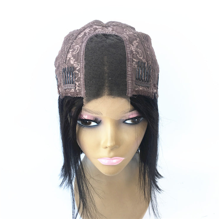 Middle Part Straight Brazilian Human Hair Center Part Bob Wig | JYL HAIR